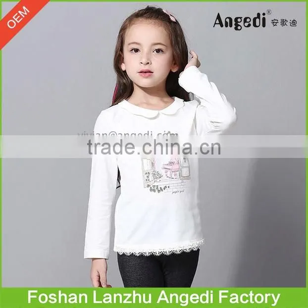 Kids wear Girls long sleeve knitted cotton basic t shirt Girls trendy Graphic printed t shirt