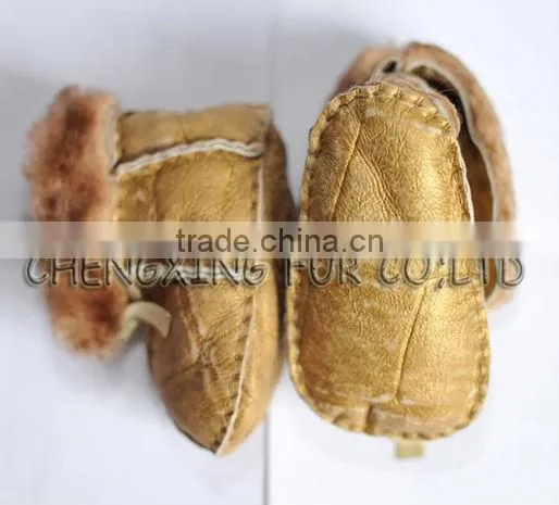 CX-SHOES-01 Genuine Sheared Sheep Leather Child Shoes