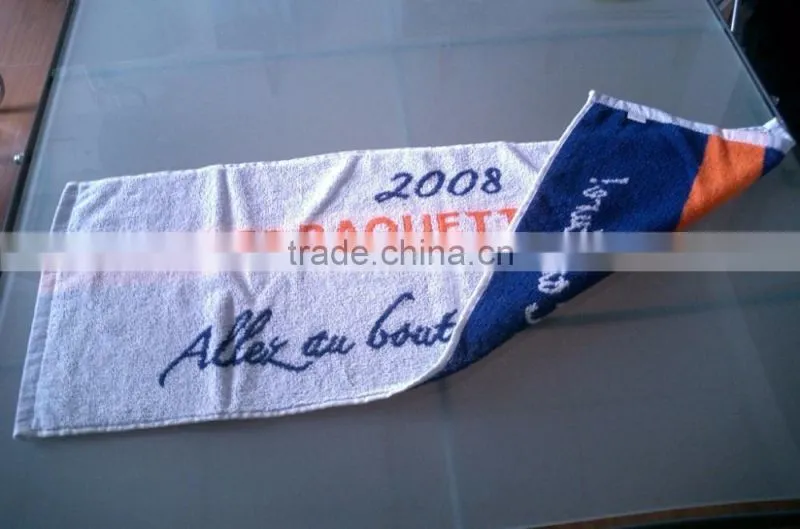 Custom design full size jacquard logo terry bar towel