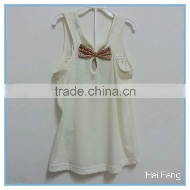 Children Girls OEM Cute Vest, Girls Fashion Summer Hot Vests Tops, Knitted Fabric Underwear Set