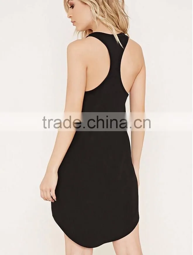 Relaxed fit sleeveless custom printing women sexy night sleeping dress with a racerback