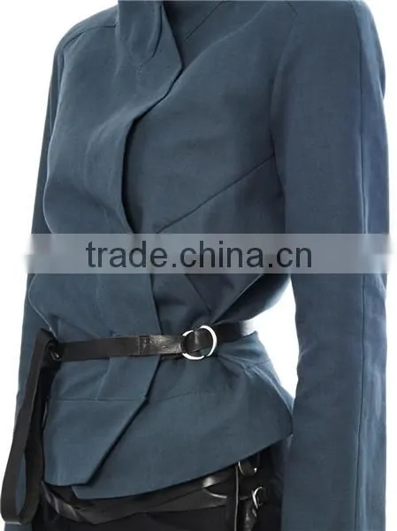 Winter Wear Short Slim Teal-blue Woman Coat/Jacket