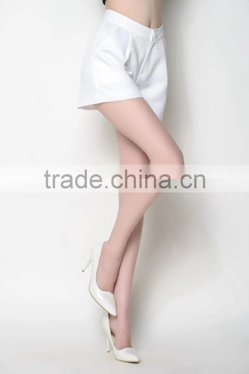 high fashionable 2016 latest high waist casual white shorts women with pockets