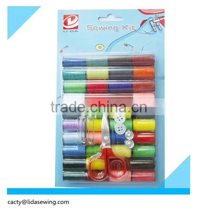 40*10Yard assorted color polyester yarn Blister card sewing thread and more items sewing kit