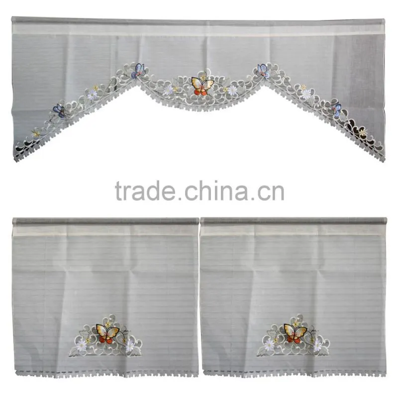 100% polyester embroidery fabric kitchen curtain
