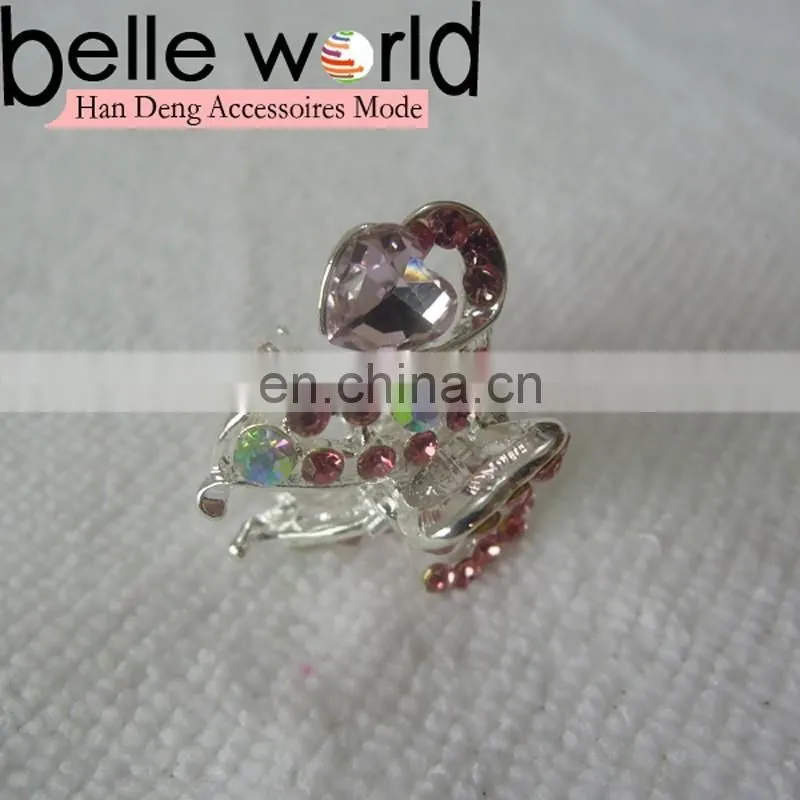 Elegant Heart-shape Rhinestone Mini Hair Claw Clips for Wedding