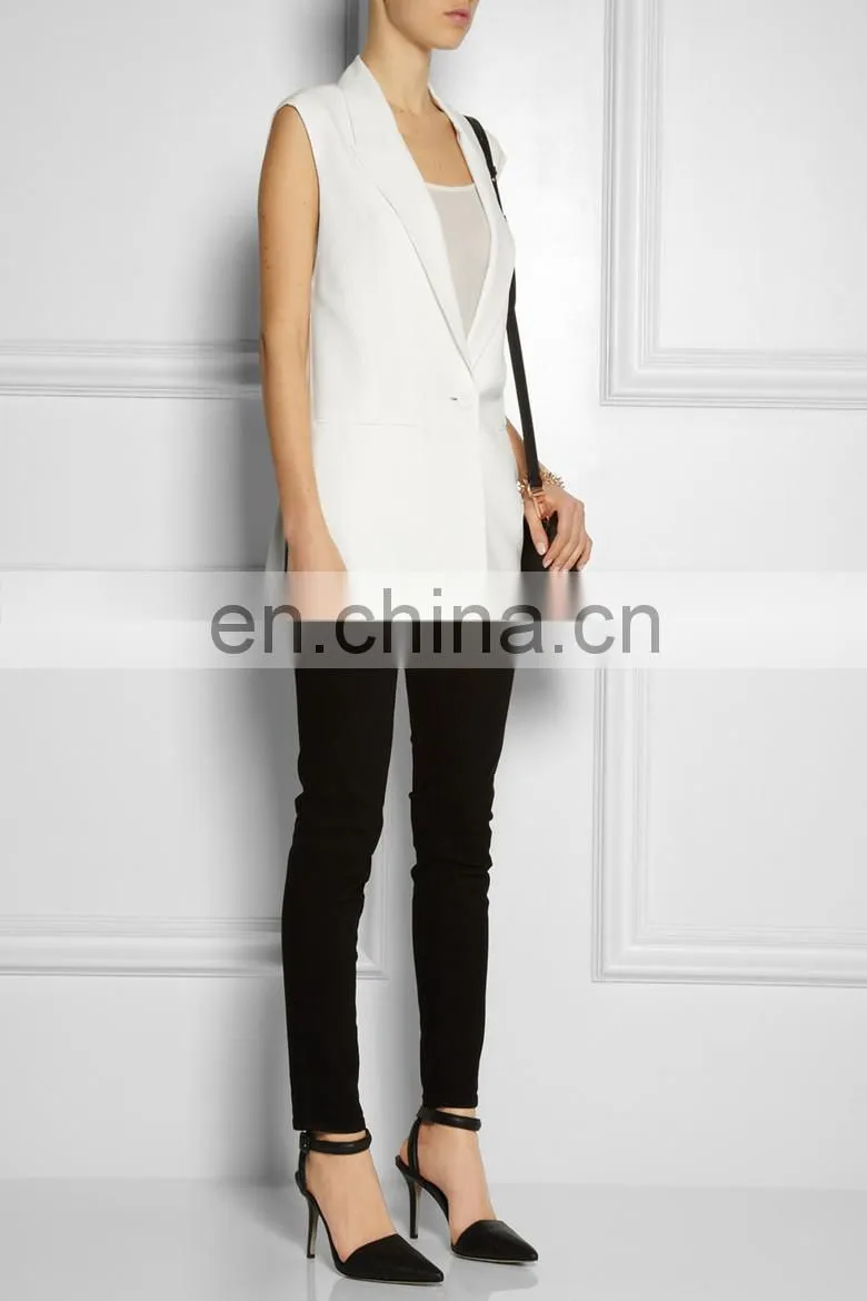 Ladies fashion formal sleeveless jacket with one button design (NTF05161)
