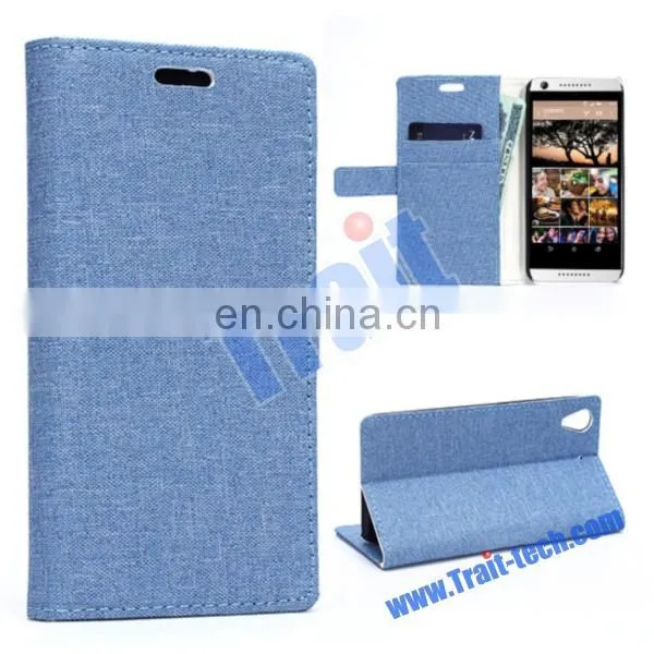 Cloth Texture Pattern Wallet Style Magnetic Flip Stand PC+PU Case for HTC Desire 626