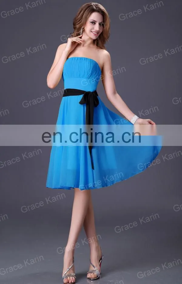 Grace Karin Strapless Knee Length Chiffon Bridesmaid Dress CL4096