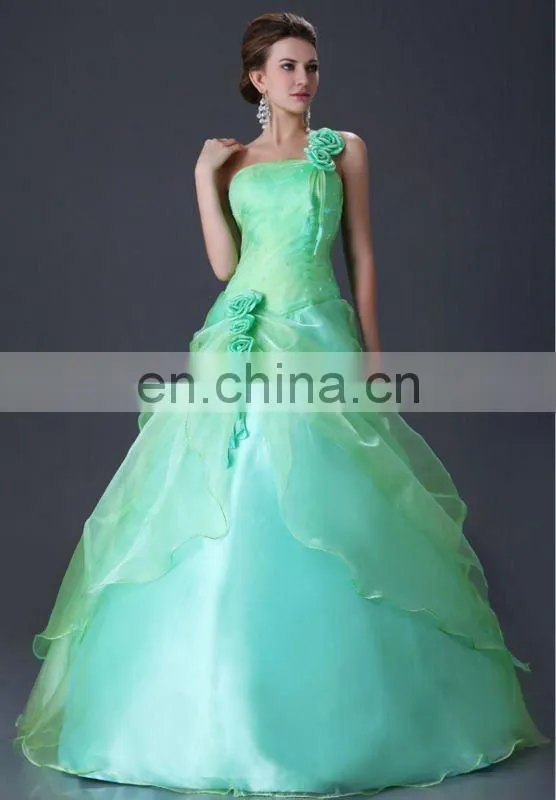 Grace Karin New Style One Shoulder Green Quinceanera Dresses CL2678