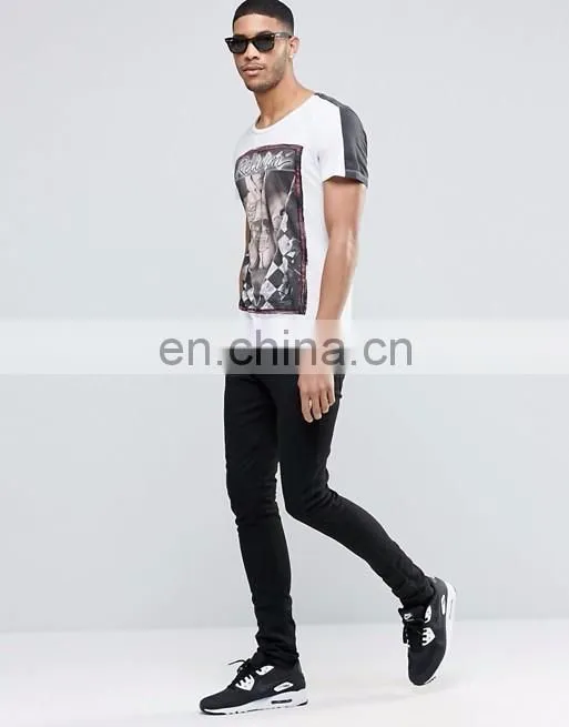 2016 Wholesale custom high quality tshirt 95% cotton 5% spandex men printed t shirt