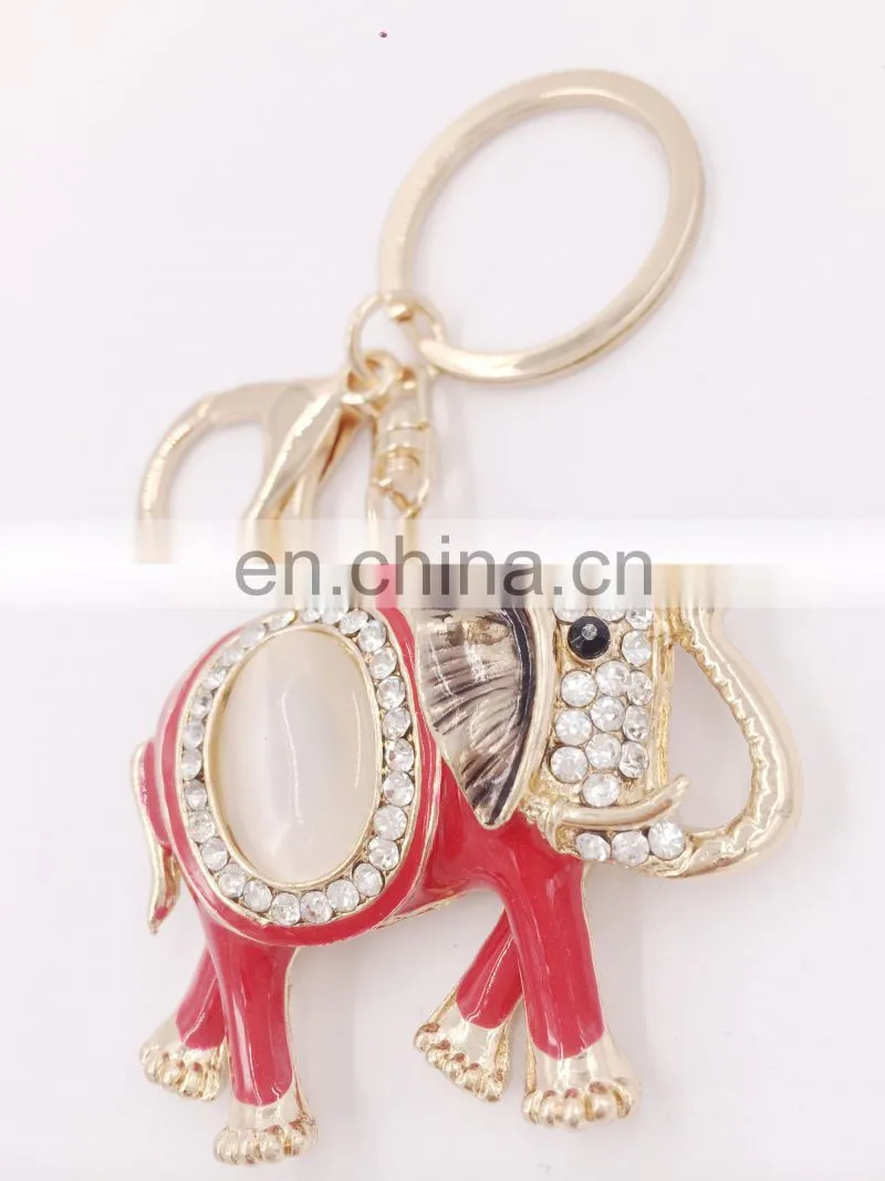 Popular Auspicious Color Elephant Charm Pendant Purse Bag Car Key Ring Chain