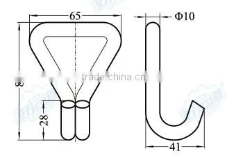 04317 Wire single J hook for tie down