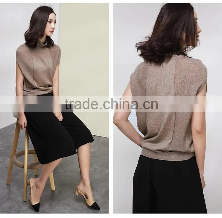 summer popular lady short-sleeved shirt loose knit wool vest sweater