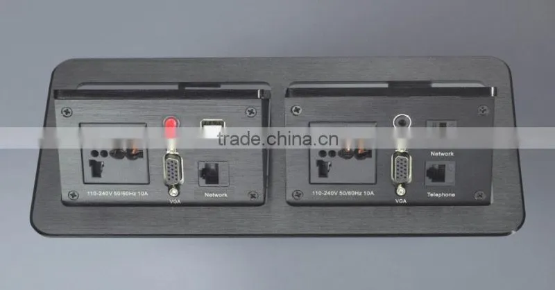UK electrical desk plugs with audio jack for tabletop