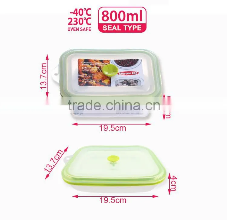 800ml Silicone food container , Platinum silicone, Foldable, Non-stick, BPA FREE, FDA, LFGB, DGCCRF