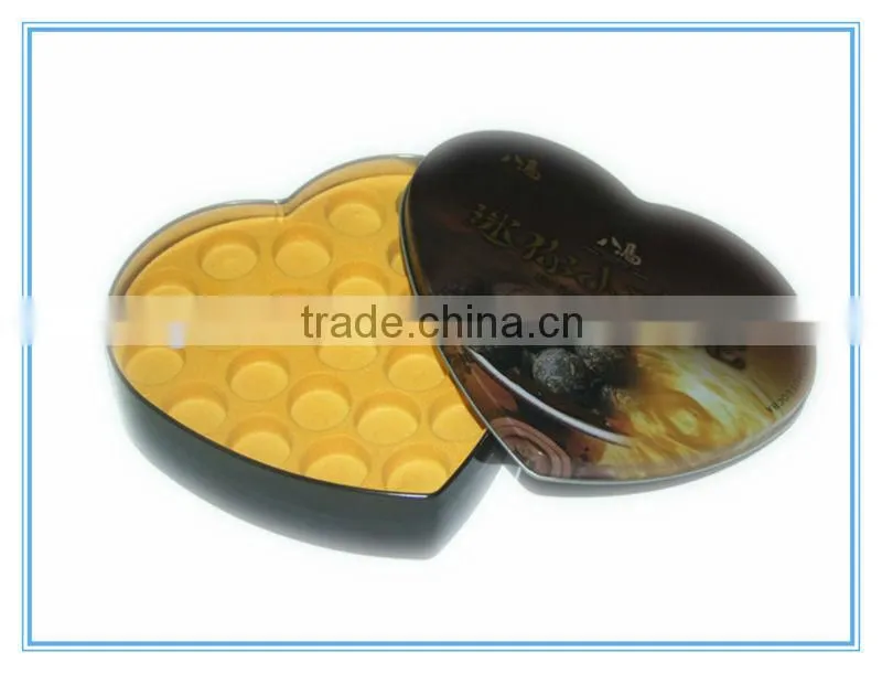 Food grade heart chocolate tin box with CYKM printing