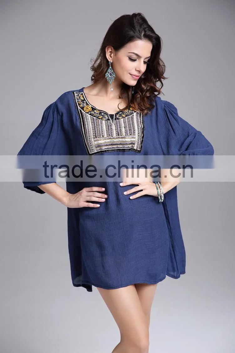 Ladies Large Size Neckline Beaded / Embroidered Blouse for Women