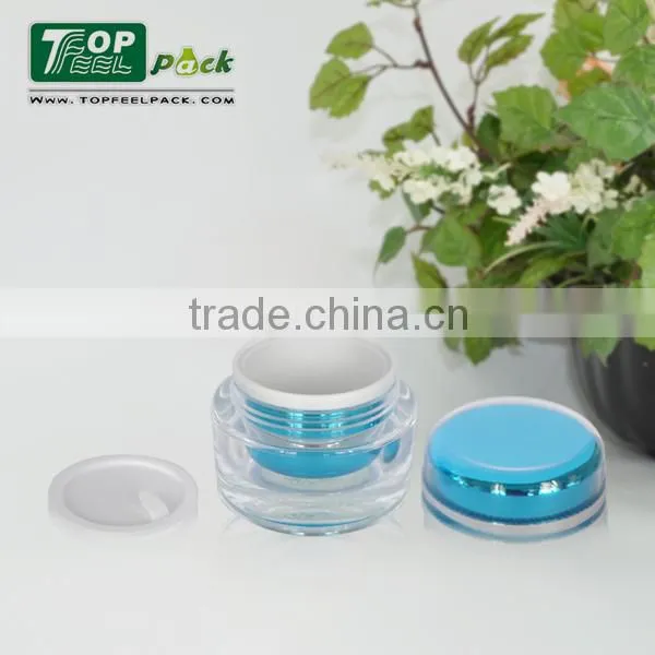 2015 High-end Acrylic Plastic Essential Cream Jar with Screw Cap 5g 15g 30g 50g 100g 200g