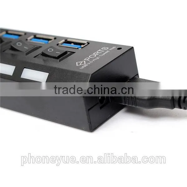 high speed usb 3.1 type-c to usb 3.0 usb hub 7 port with switch and led light