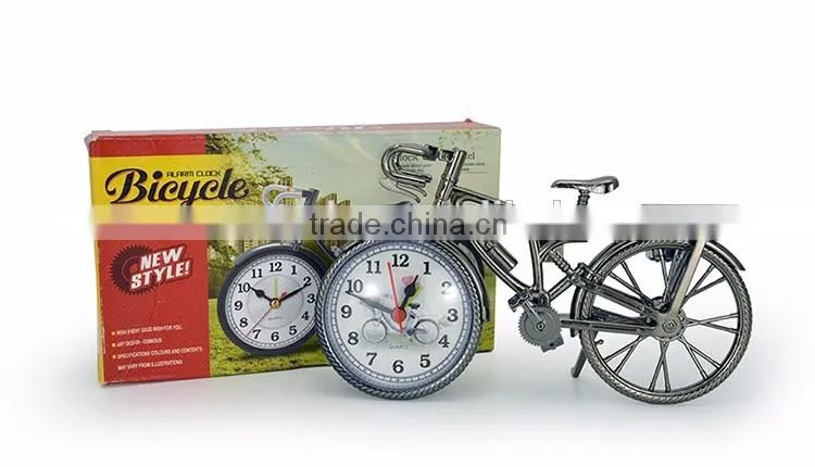 (hot) 2016 wholesale bedroom decoration bicycle desk clock, custom digital clock, time table alarm clock,