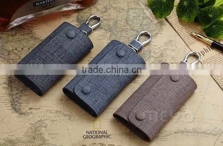 Creative canvas leather key organizer wallet for business