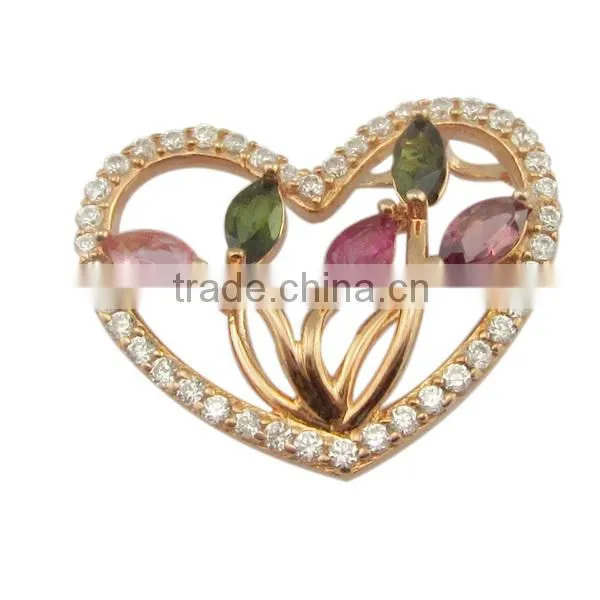 multi colored stone silver jewelry pendant