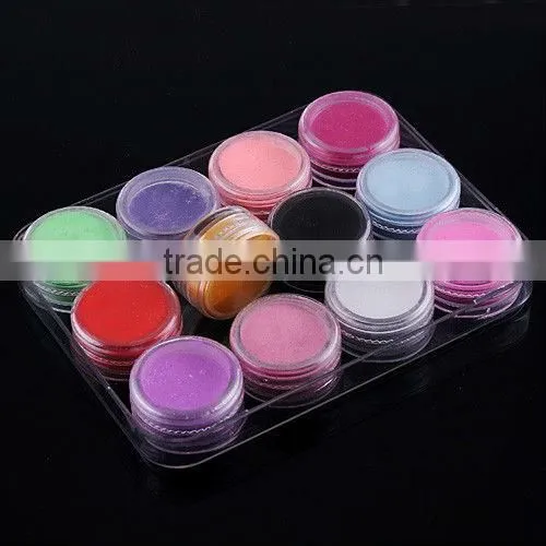 12 Mix colors Gillter Nail Acrylic powder for Nail art decoration Tips