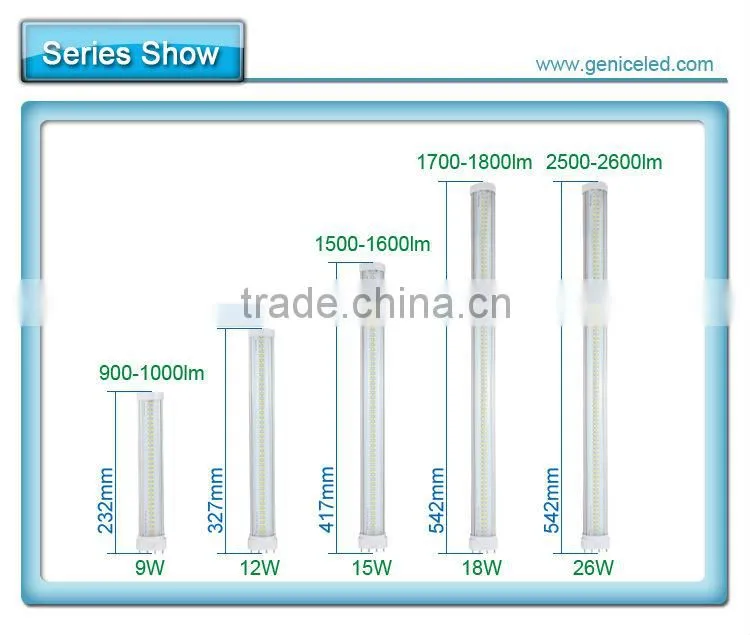 26w 18w 15w 12w 9w High Quality 2g11 Pll Led Tube