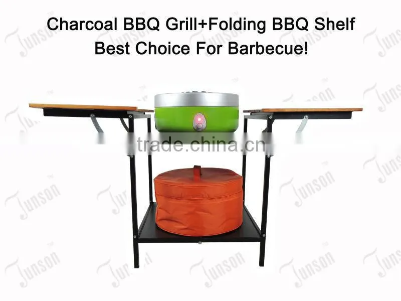 Folding BBQ Shelf and Patented Design Charcoal Grill/Indoor Smokeless Charcoal Barbecue Grill