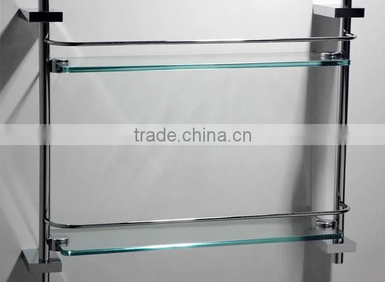 2 tiers glass shelf wall mounted bathroom glass storage shelf