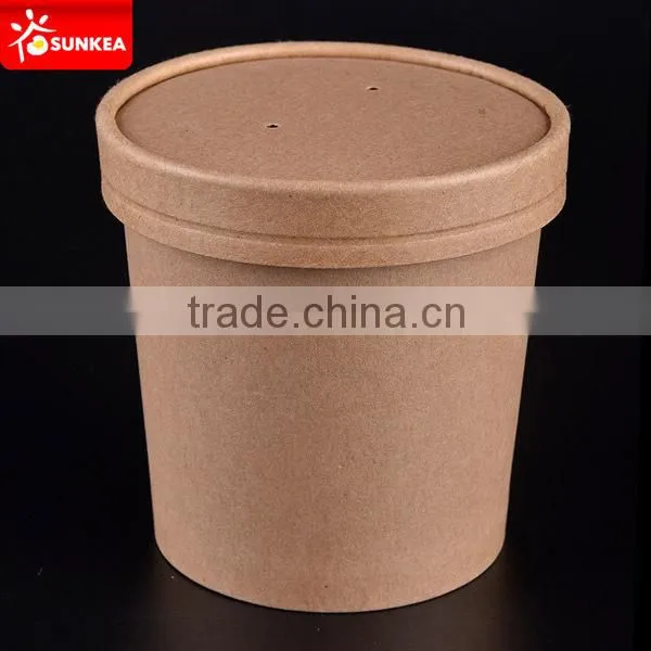 Disposable paper soup container with lid