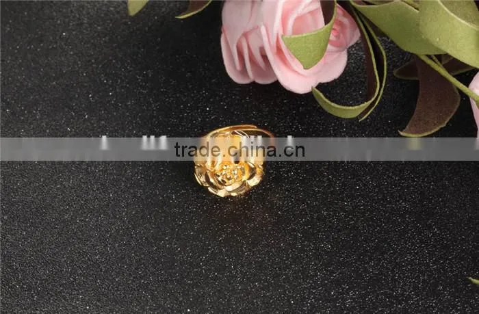 jewelry gold plated copper elegant design for women rose shaped ring
