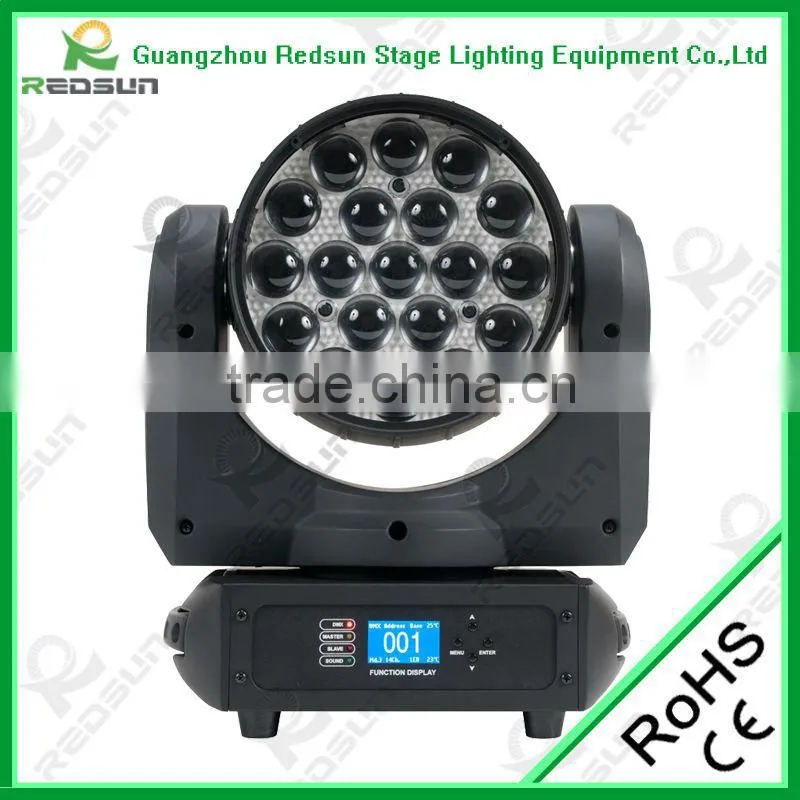 Lowest price high quality Newly Optical stage stairs LED 19 PCS 15W RGBW Moving Head with Zoom