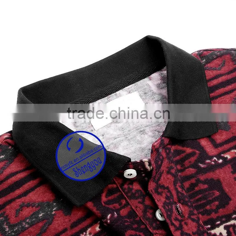 Custom wholesale allover printed polo shirt for men