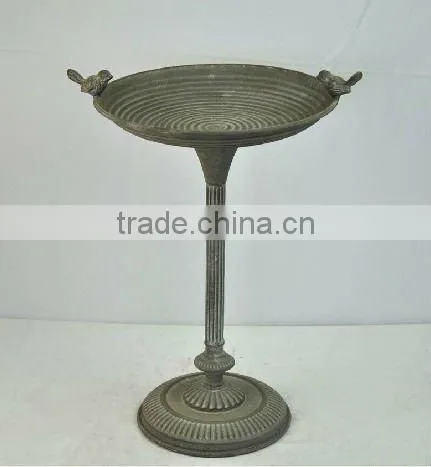 120312FD-Tall metal bird feeder birdbath