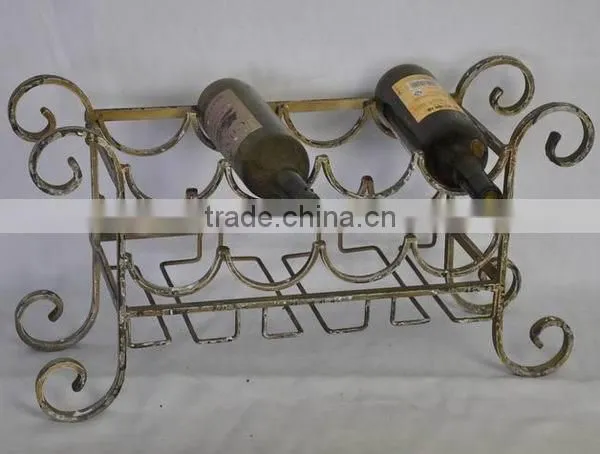 Vintage cast iron standing metal wine holder rack