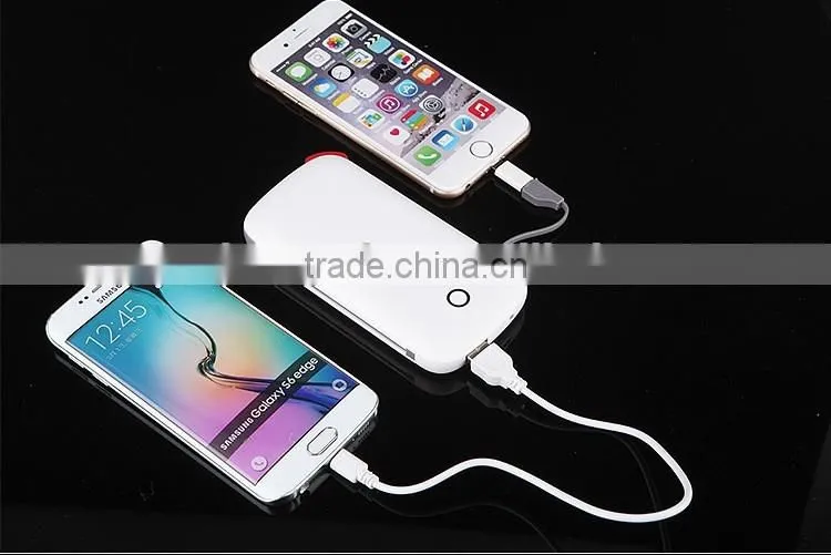 Real 6000mAh ultra slim built in cable custom logo printing dual output 2A fast charging power bank charger