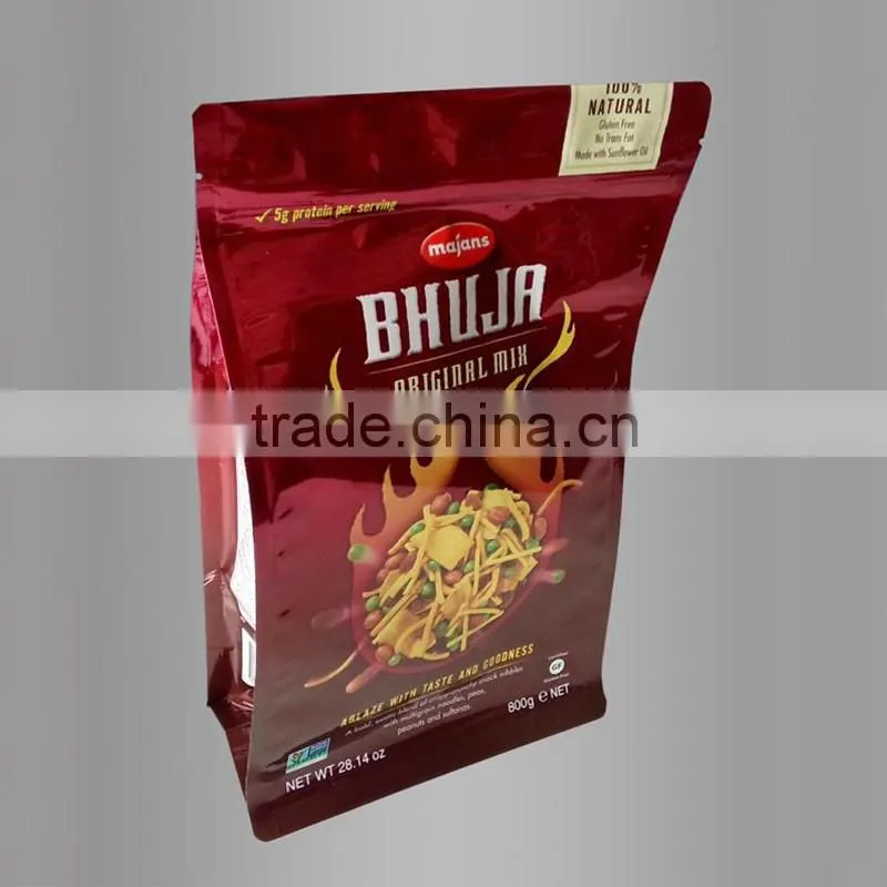 Hot selling custom flat bottom gusset pouch food packaging bag