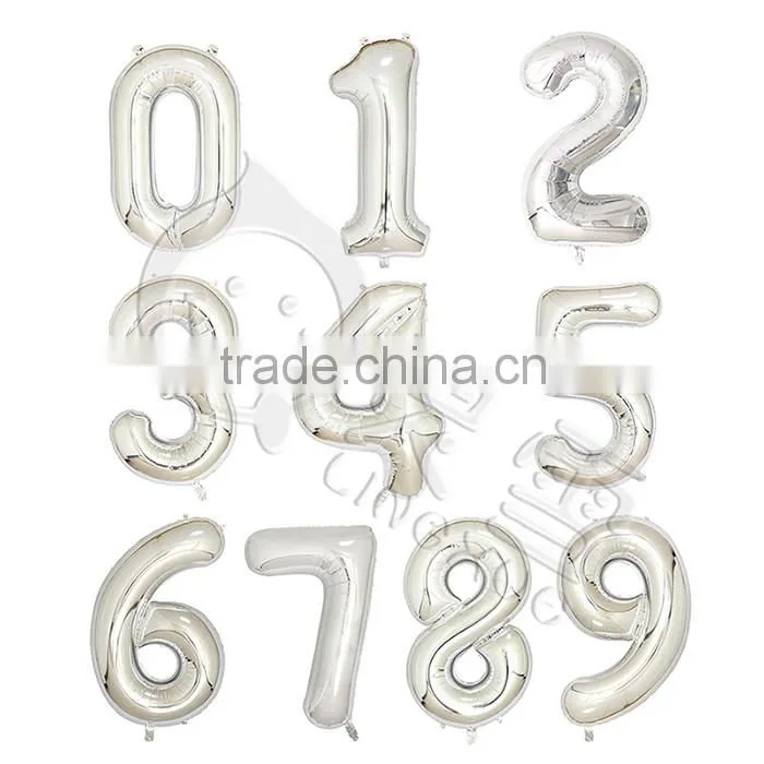 40inch Silver Aluminium Foil Number Balloon for Birthday Party Decoration Balloon