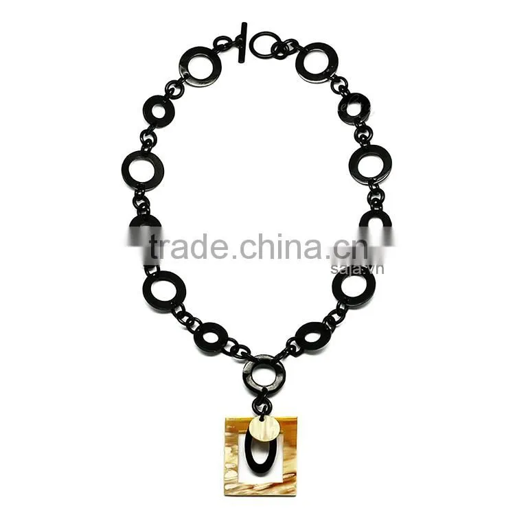 Buffalo horn white, buffalo horn jewelry, buffalo horn necklace SHN-316