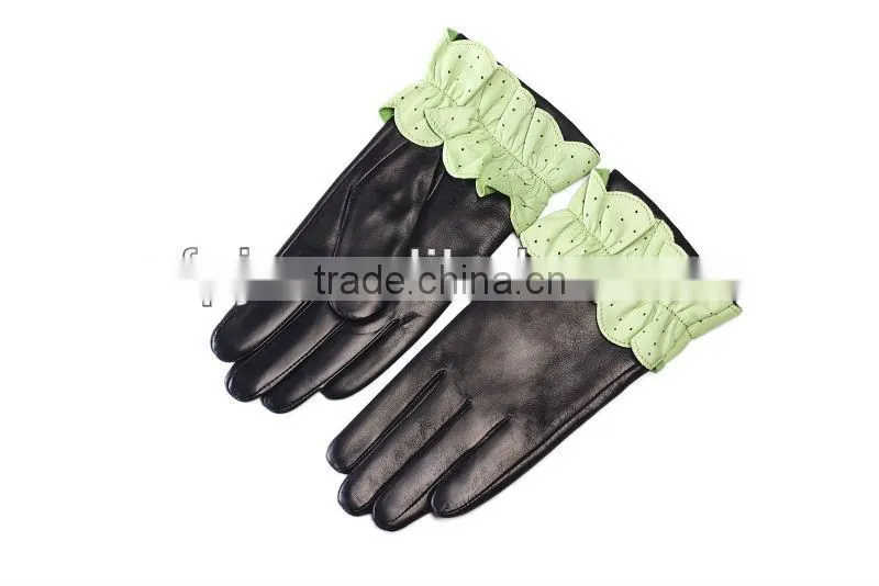 Beautiful designed fashion full finger dress flower gloves