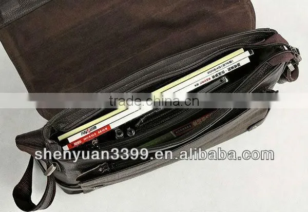 2016 new design briefcase retro style shoulder bag men's genuine leather bag
