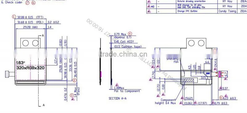 1.63 inch OLED lcd monitor/320*320 resolution OLED lcd monitor