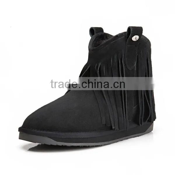 2015 pure color hot cheap ankle genuine leather boots