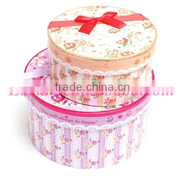 Three sets Round cardboard gift box,custom christmas gift box wholesale