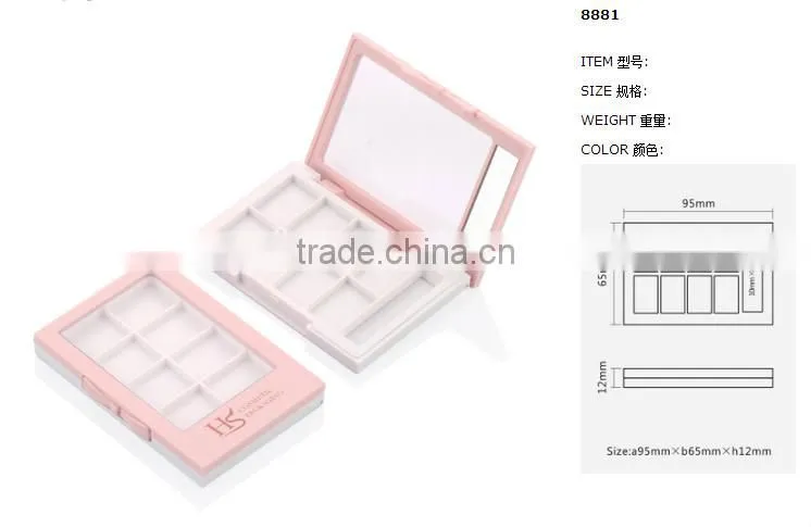 transparent eyeshadow compact with 8 pans