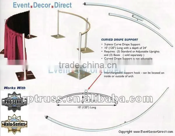 wedding Backdrop pipe system in black color with height adjustale Upright
