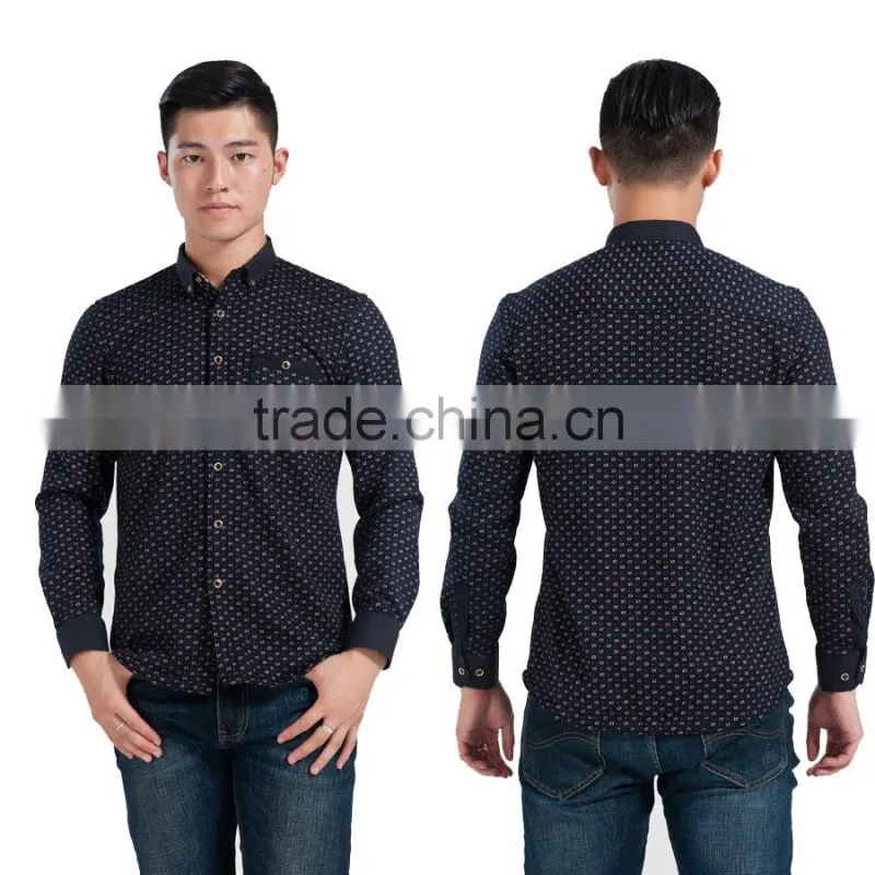 2015 man winter warm flannel imprint long sleeve shirt