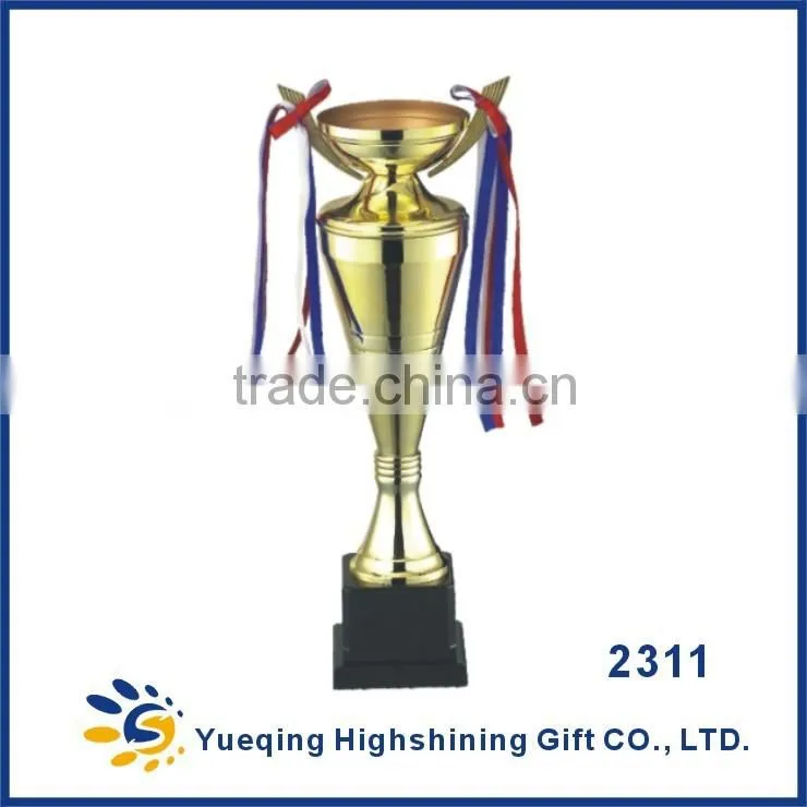 Custom black plastic trophy base gold award trophy golden souvenir 2311 China metal trophy cup craftwork